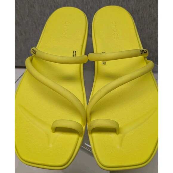 CROCS Sandals Miami Open Toe Loop Yellow Slip On flip Flop Flats Womens 9 - Picture 3 of 7